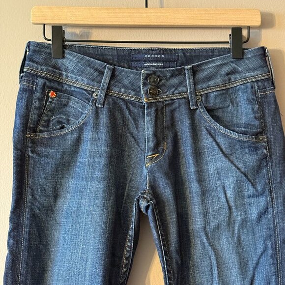 Women's 27 Hudson Straight Leg Flap Pocket Jeans Dark Wash - Picture 4 of 9